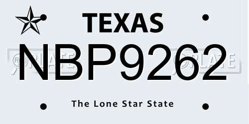 NBP9262 Texas License Plate