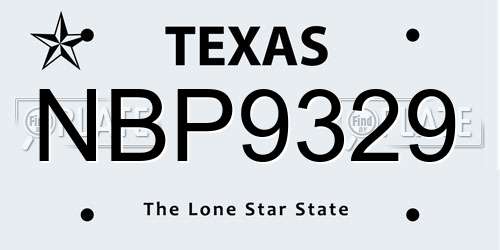 NBP9329 Texas License Plate