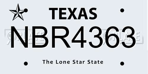 NBR4363 Texas License Plate