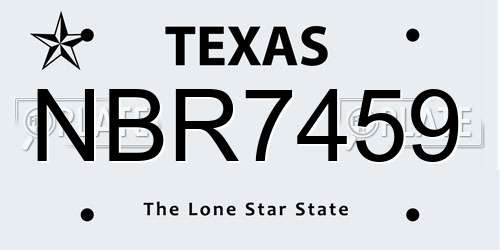 NBR7459 Texas License Plate