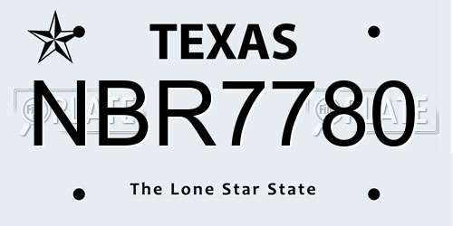 NBR7780 Texas License Plate