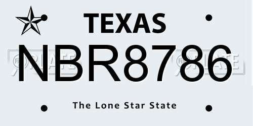 NBR8786 Texas License Plate