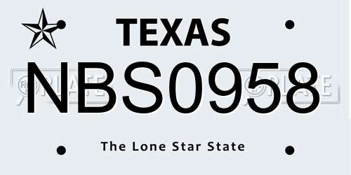 NBS0958 Texas License Plate
