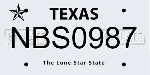 NBS0987 Texas License Plate