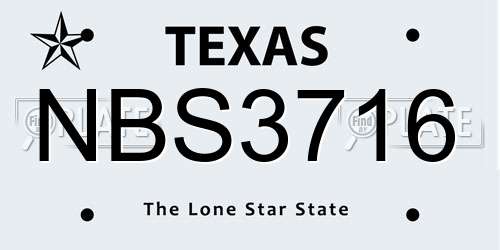NBS3716 Texas License Plate