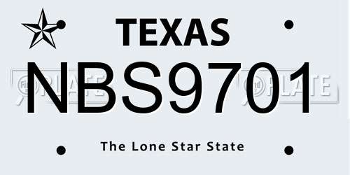 NBS9701 Texas License Plate
