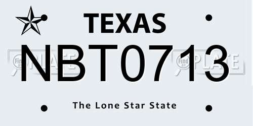 NBT0713 Texas License Plate