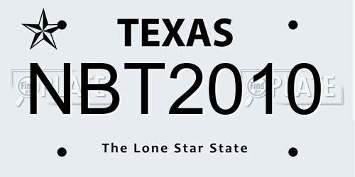 NBT2010 Texas License Plate