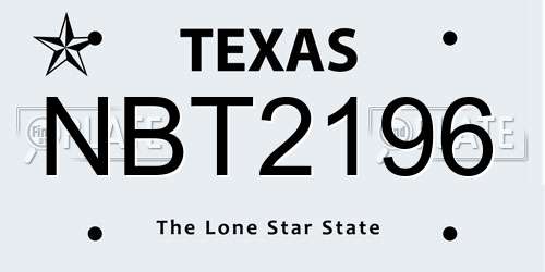 NBT2196 Texas License Plate