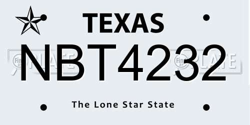 NBT4232 Texas License Plate