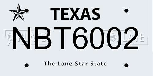 NBT6002 Texas License Plate