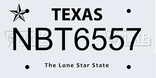 NBT6557 Texas License Plate