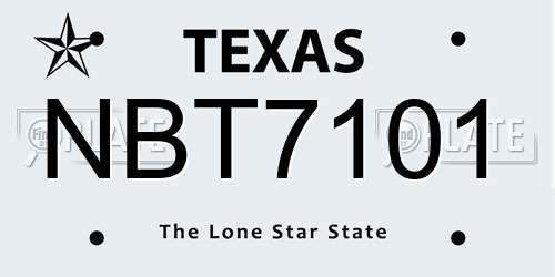NBT7101 Texas License Plate