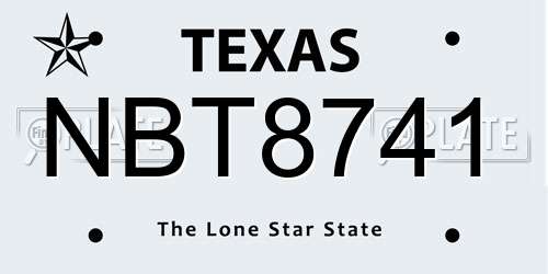 NBT8741 Texas License Plate