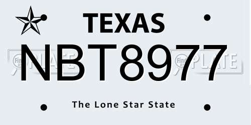 NBT8977 Texas License Plate