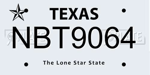 NBT9064 Texas License Plate