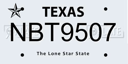 NBT9507 Texas License Plate