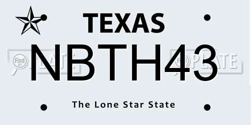 NBTH43 Texas License Plate