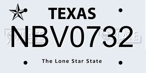 NBV0732 Texas License Plate