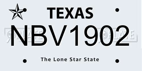 NBV1902 Texas License Plate