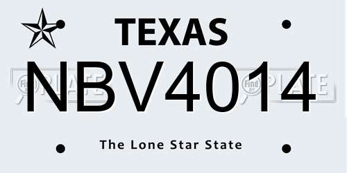 NBV4014 Texas License Plate
