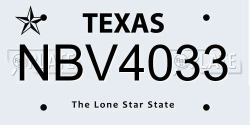 NBV4033 Texas License Plate