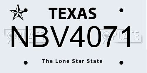 NBV4071 Texas License Plate