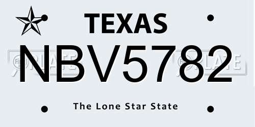NBV5782 Texas License Plate