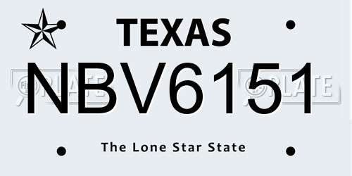 NBV6151 Texas License Plate