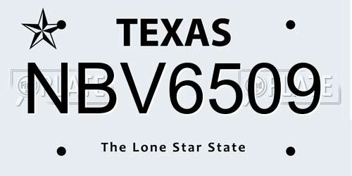 NBV6509 Texas License Plate