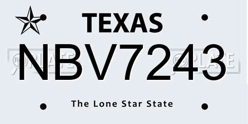 NBV7243 Texas License Plate