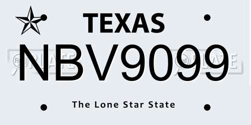 NBV9099 Texas License Plate