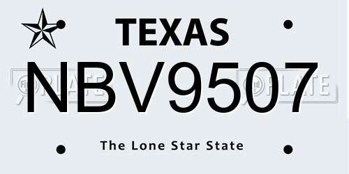 NBV9507 Texas License Plate