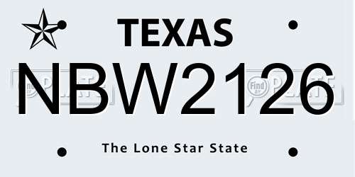 NBW2126 Texas License Plate