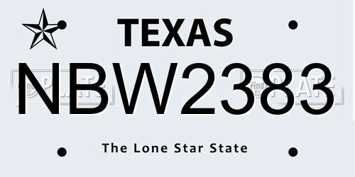 NBW2383 Texas License Plate