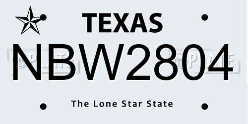 NBW2804 Texas License Plate