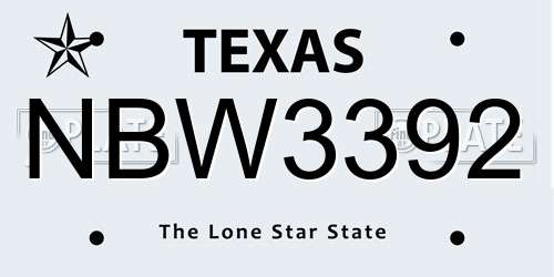 NBW3392 Texas License Plate