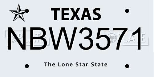 NBW3571 Texas License Plate