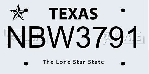 NBW3791 Texas License Plate