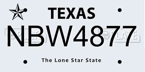 NBW4877 Texas License Plate