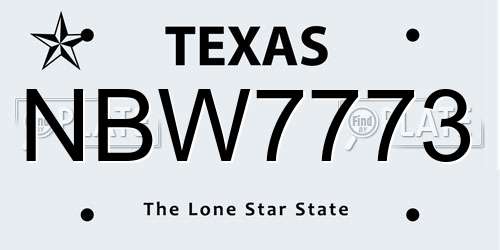 NBW7773 Texas License Plate
