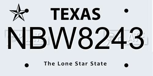 NBW8243 Texas License Plate