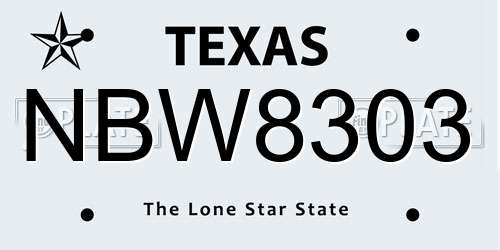 NBW8303 Texas License Plate