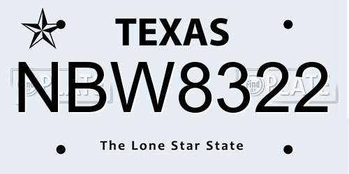 NBW8322 Texas License Plate