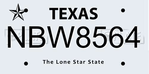 NBW8564 Texas License Plate