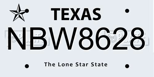 NBW8628 Texas License Plate