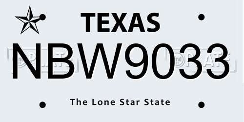 NBW9033 Texas License Plate