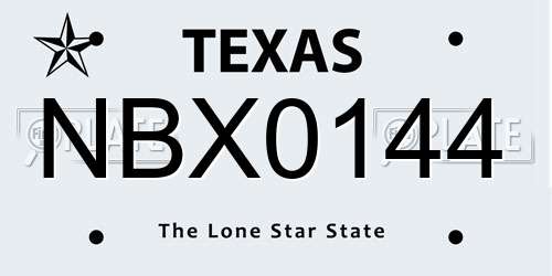 NBX0144 Texas License Plate
