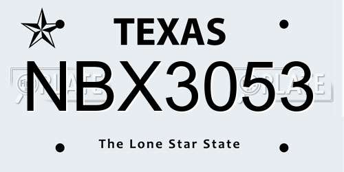 NBX3053 Texas License Plate