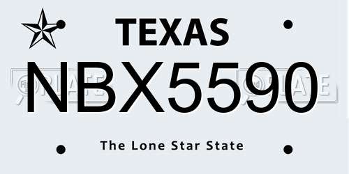 NBX5590 Texas License Plate